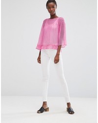 Mango Loose Fit Top With Frill Hem