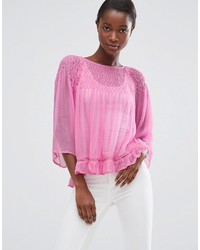 Mango Loose Fit Top With Frill Hem