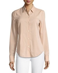 Theory Perfect Fitted Button Front Top Pink