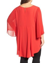 Vince Camuto Plus Size Pleat Sleeve Georgette Highlow Blouse