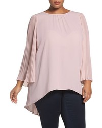 Vince Camuto Plus Size Pleat Sleeve Georgette Highlow Blouse