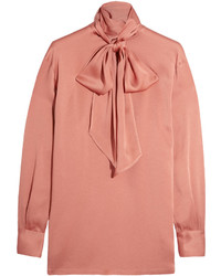 Lanvin Pussy Bow Charmeuse Blouse Antique Rose