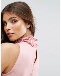 Asos Shell Top In Ponte With Pretty Shirred Neck