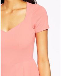 Asos Collection Midi Body Conscious Dress With Sweetheart Neck And Peplum