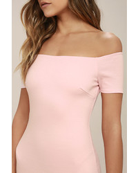 LuLu*s Me Oh My Blush Pink Off The Shoulder Bodycon Dress