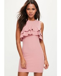 Missguided Pink Sleeveless Frill Bodycon Dress