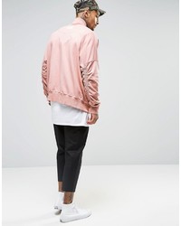 Granted Bomber Jacket With Rouched Sleeves
