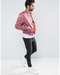 Alpha Industries Ma 1 Bomber Jacket Insulated In Slim Fit Dusty Pink