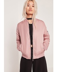 Missguided Petite Soft Touch Bomber Jacket Pink