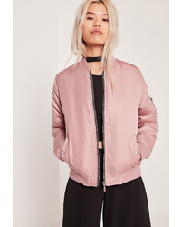 Missguided Soft Touch Bomber Jacket Pink