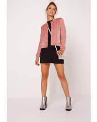 Missguided Velour Bomber Jacket Pink