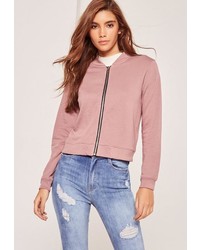 Missguided Petite Pink Jersey Bomber Jacket