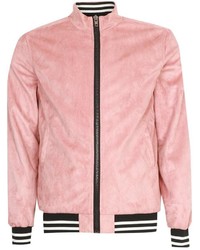 Boohoo Pink Faux Suede Bomber Jacket