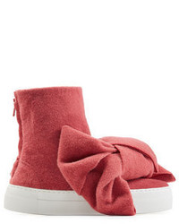 Joshua Sanders Felted Wool Platform Boots With Bows