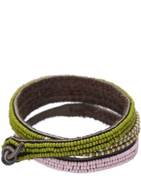 Chan Luu 3 Wrap Ombre Seed Bead Bracelet With Breast Cancer Ribbon Charm
