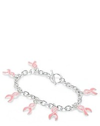 Emitations Breast Cancer Ribbon Jewelry The Legacy Chain Link Charm Bracelet Pink