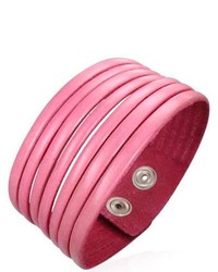 Overstock Genuine Leather Pretty In Pink Bracelet