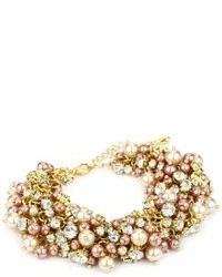Nina Peony Blush Colored Glass Pearl And Crystal Bracelet