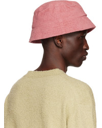 Auralee Pink Organic Cotton Terrycloth Bucket Hat