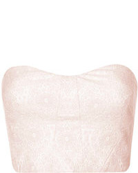 Topshop All Over Tile Print Bandeau With Back Zip Fastening In Pink 58% Polyester 40% Cotton 2% Elastane Machine Washable