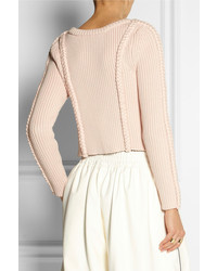 ADAM by Adam Lippes Adam Lippes Cropped Chunky Knit Cotton Blend Sweater