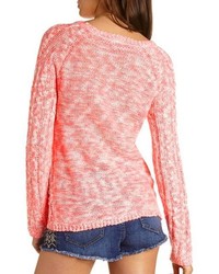 Charlotte Russe Neon Marled Cable Knit Sweater