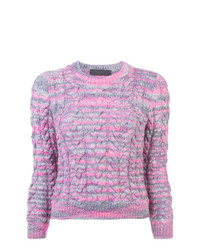 The Elder Statesman Cropped Sleeve Cable Knit Sweater
