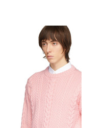 Thom Browne Pink Merino Aran Cable Sweater