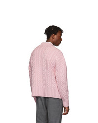 AMI Alexandre Mattiussi Pink Oversized Torsades Crewneck Sweater