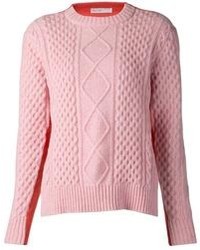 Sacai Luck Contrast Panel Cable Knit Sweater