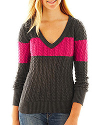 Arizona V Neck Cable Knit Sweater
