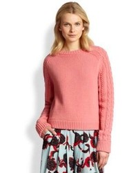 See by Chloe Wool Blend Cable Sleeved Sweater