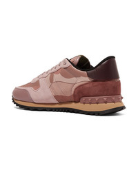 Valentino Garavani Leather And Med Camouflage Print Canvas Sneakers