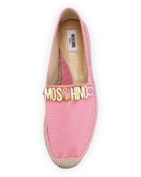 Moschino Lettering Canvas Espadrille Flat Pink