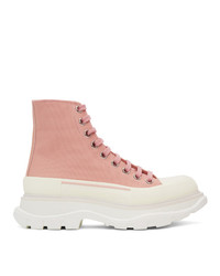 Alexander McQueen Pink Tread Slick Platform High Sneakers