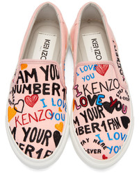 Kenzo Pink Limited Edition I Love You K Skate Slip On Sneakers
