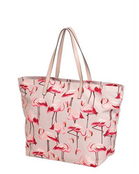 RED Valentino Flamingos Cotton Canvas Tote Bag