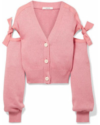 Adeam Tie Detailed Cotton Blend Cardigan Pink, $553 | NET-A-PORTER