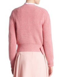 Victoria Beckham Belted Ribbed Wool Cardigan