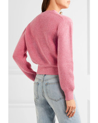 Victoria Beckham Belted Wool Cardigan Pink