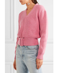 Victoria Beckham Belted Wool Cardigan Pink