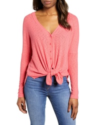 Caslon Button Front Ribbed Knit Top