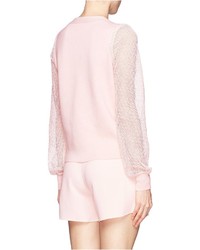 Chloé Chlo Embroidered Lace Sleeve Cashmere Cardigan