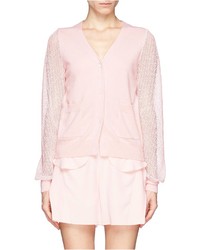 Chloé Chlo Embroidered Lace Sleeve Cashmere Cardigan