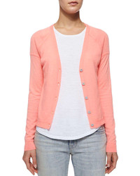 J Brand Ready To Wear Gia Cashmere Button Front Cardigan Flamingo