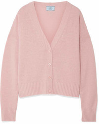 Prada Wool And Cashmere Blend Cardigan Pastel Pink