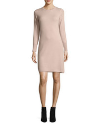 Neiman Marcus Cashmere Collection Long Sleeve Crewneck Cashmere Dress