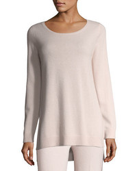 Neiman Marcus Cashmere Collection Cashmere Ribbed Trim Sweater