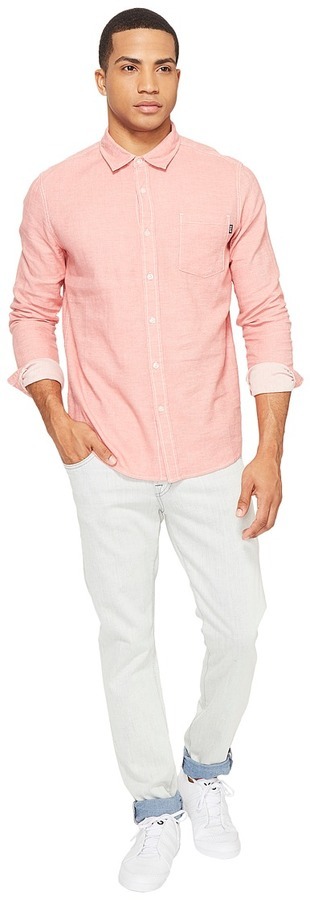HUF Course Long Sleeve Chambray Shirt Clothing, $60 | Zappos 