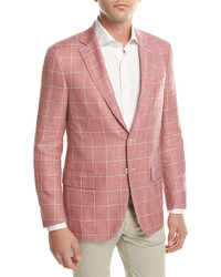 Isaia Windowpane Check Two Button Sport Coat